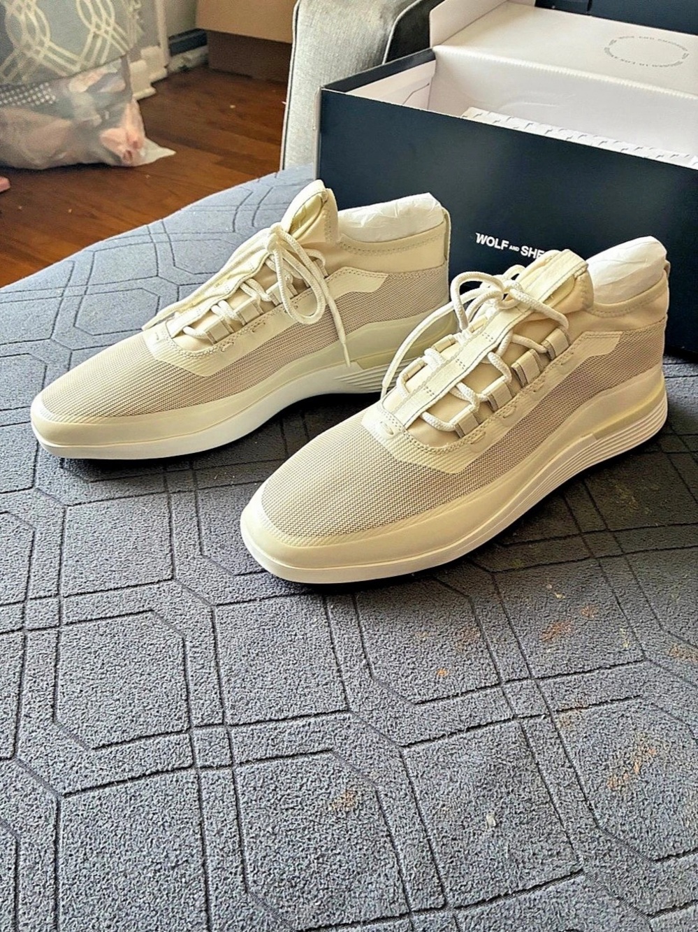 Wolf & Shepherd Crossover Swift Knit Men's Sneakers Off White & White US 11